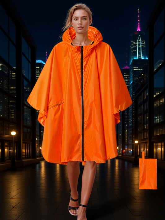 5 Colors Women/Men Hooded Rain Cape with Large Pockets, Windbreaker Style Coat for Men and Women - Lightweight Unisex High Quality Jacket Zipper Pullover Cloak Suitable for Outdoor Travel Camping Sports