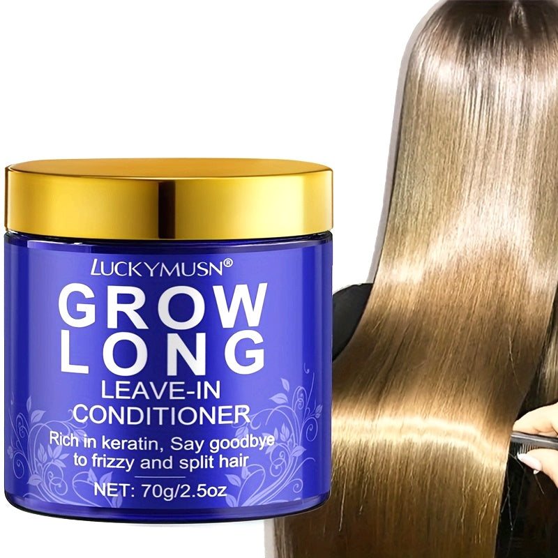 NEW Grow Long Leave-In Conditioner - Deep Moisturizing Keratin for Dry, Damaged, Frizzy & Split Ends, Argan Oil & Aloe Vera, Refreshing Oil Control, 70g/2.5oz, Unisex for All Hair Types, Hair Conditioner, Sleek Haircare, Plan