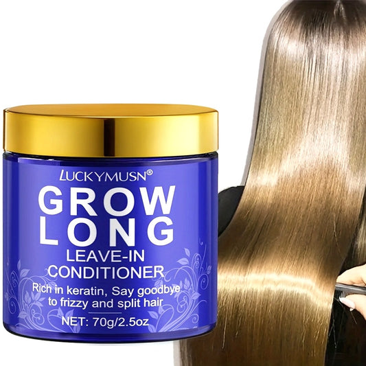 NEW Grow Long Leave-In Conditioner - Deep Moisturizing Keratin for Dry, Damaged, Frizzy & Split Ends, Argan Oil & Aloe Vera, Refreshing Oil Control, 70g/2.5oz, Unisex for All Hair Types, Hair Conditioner, Sleek Haircare, Plan