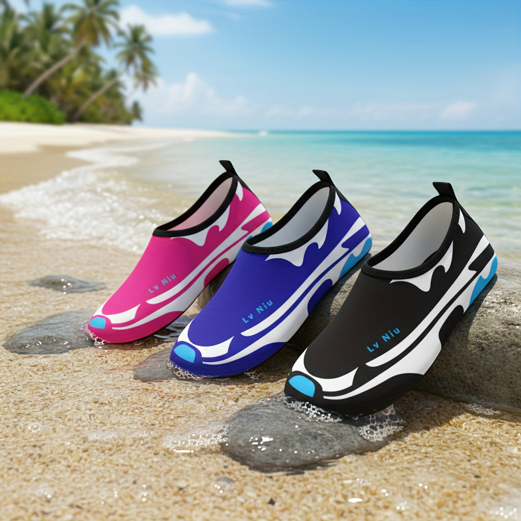 Quick-Dry Water Shoes for Men & Women - Lightweight Breathable Fabric with TPR Sole, Black & Blue Accents - Perfect for Swimming, Beach, Yoga, Camping & Outdoor Activities - Summer Essential, Beach Footwear, Sleek Design, Fle