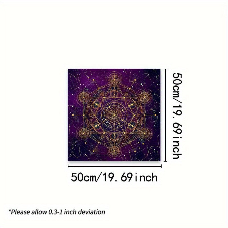 Tarot Tablecloth, Mystical Cosmic Geometry - Deep Purple Altar Clothes with Golden Symbols for Divination & Readings at Parties and Events – Durable Polyester Occult Decor w/ Celestial Patterns, Exquisite Craftsmanship, 2