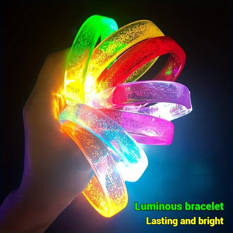 8pcs LED Glow-in-the-Dark Bracelets - /Blacklight Activated Neon Party Chains, Multi-Color LED Light Up Bracelets with Button Batteries Included - Glow Under UV Light for Concerts, Clubs, Birthdays, Carnivals - Perfect for Gr