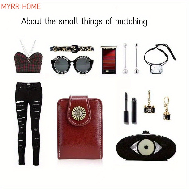 A Stylish And Elegant Mini Makeup Case PU Leather, Featuring a Mirror And a Snap Closure, Perfect for Daily Use And Travel. This Portable Beauty Storage Bag Comes in Red And Brown, with Fashionable Snap Closure And Metal Rive