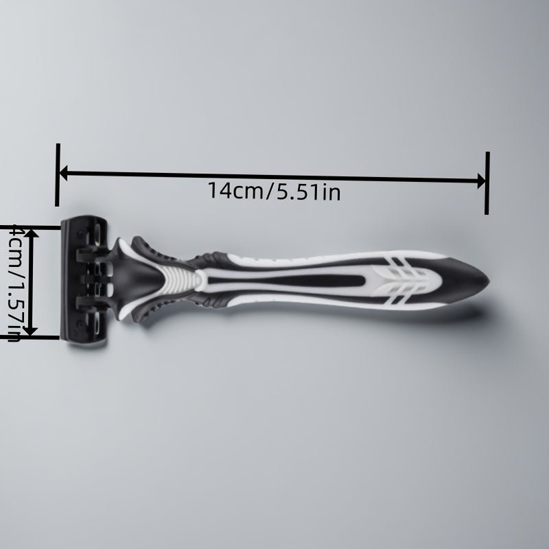 1 Handle +12 Six-Layer Replacement  Blades Set Head White and Black Handle Manual Shaving Razor Sets Men Grooming Tool Sets