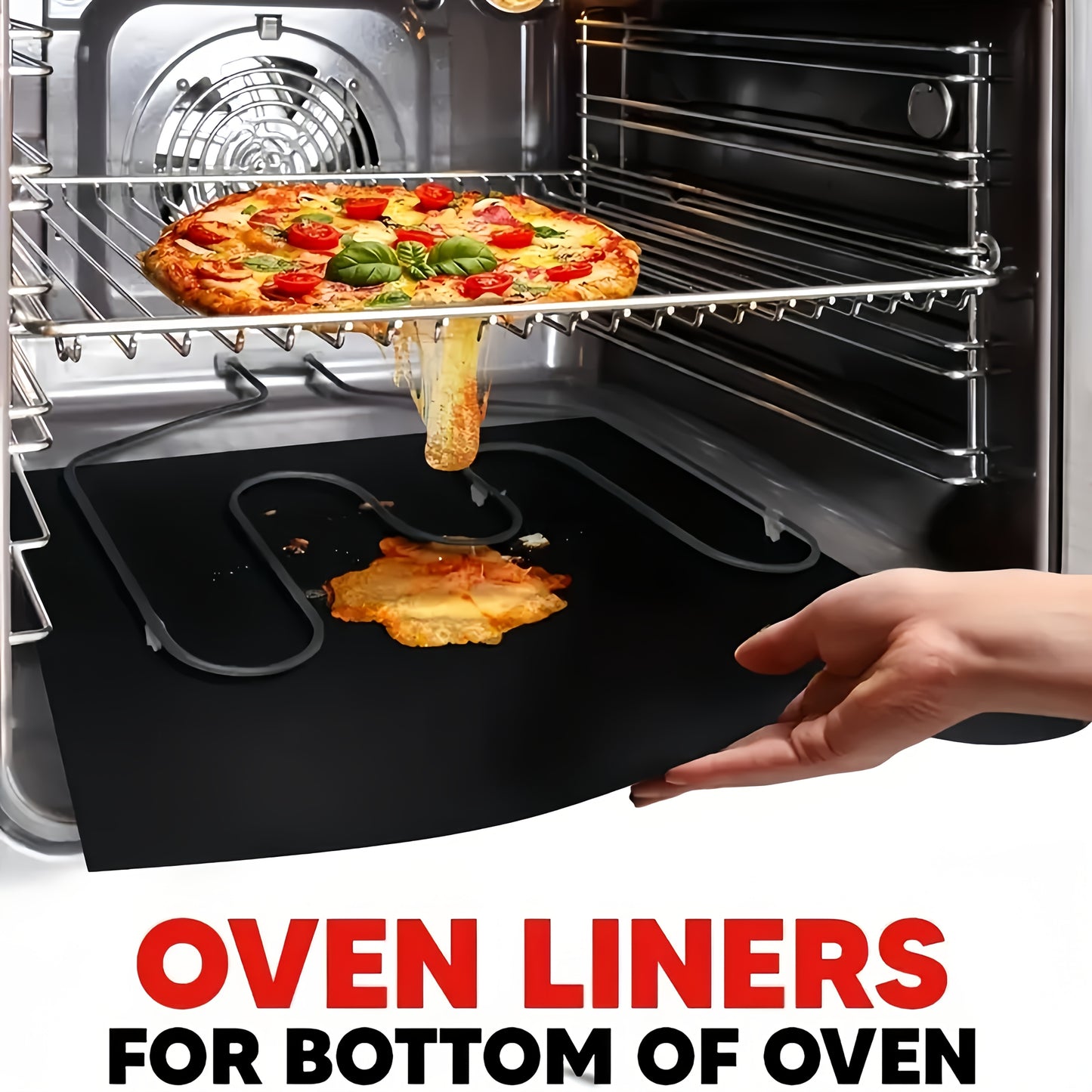2 PCS Set Non-Stick Oven Liners Made of Teflon, Measuring 15.75 by 32.99 cm, Reusable And Durable, Suitable for Electric, Gas, Microwave, Toaster Ovens, Grills, And Baking - Essential Kitchen Cleaning Tools