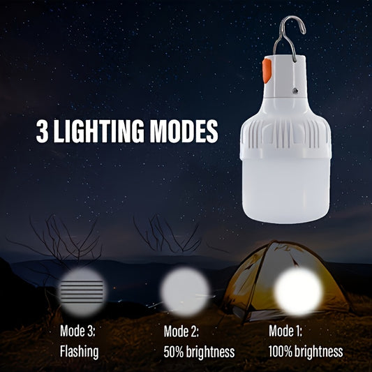 4 PCS Set Rechargeable LED Camping Bulbs, USB-Charging Portable Lanterns, High-Brightness Lighting with Hooks for Camping, Fishing, Yard, Street Vending, Emergency & Commercial Use