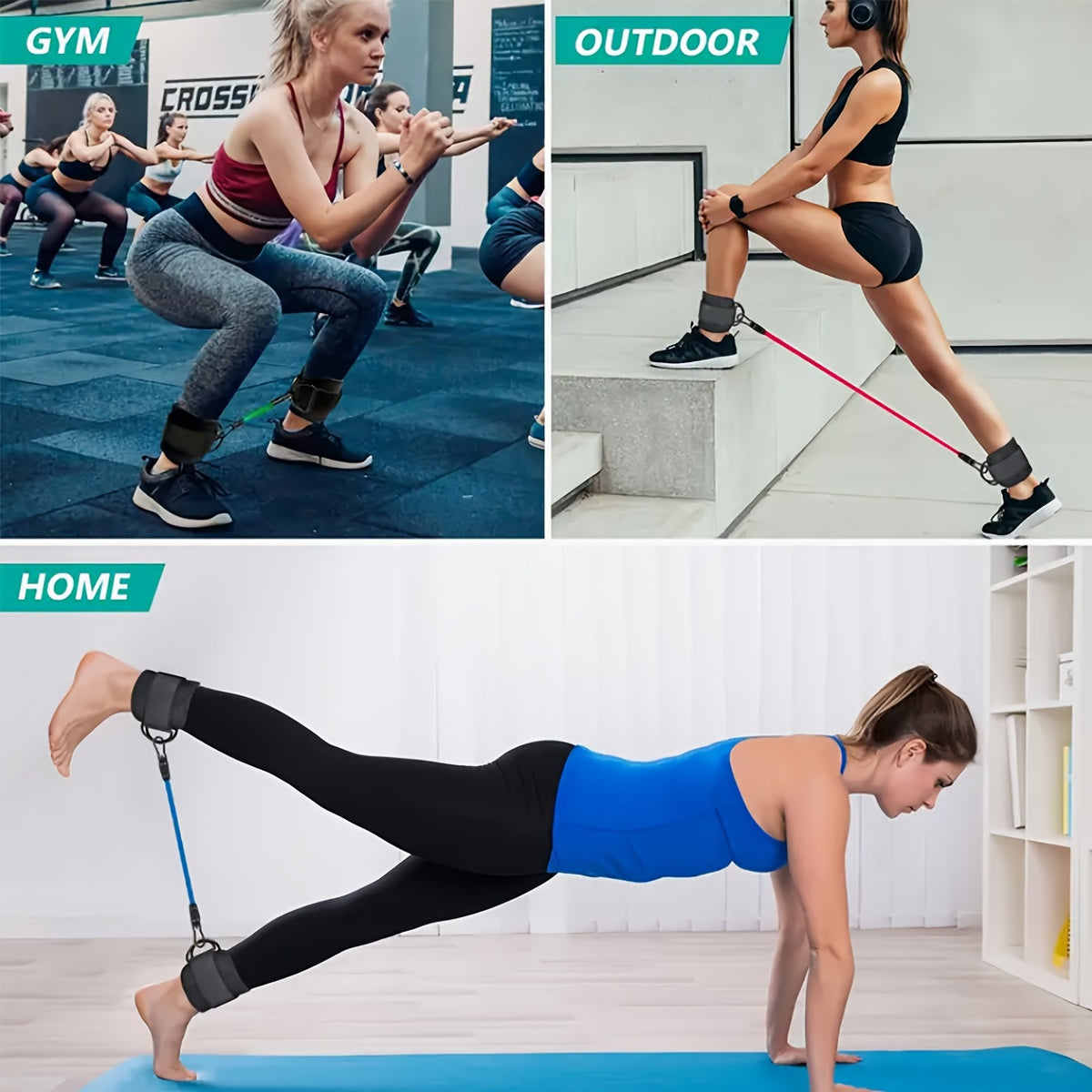 5 PCS Set Ankle Resistance Bands | Adjustable Cuffs for Strength Training, Yoga & Fitness - for leg & Butt Workout, Muscle Shaping, Includes Mesh Storage Home Gym Sports Accessories