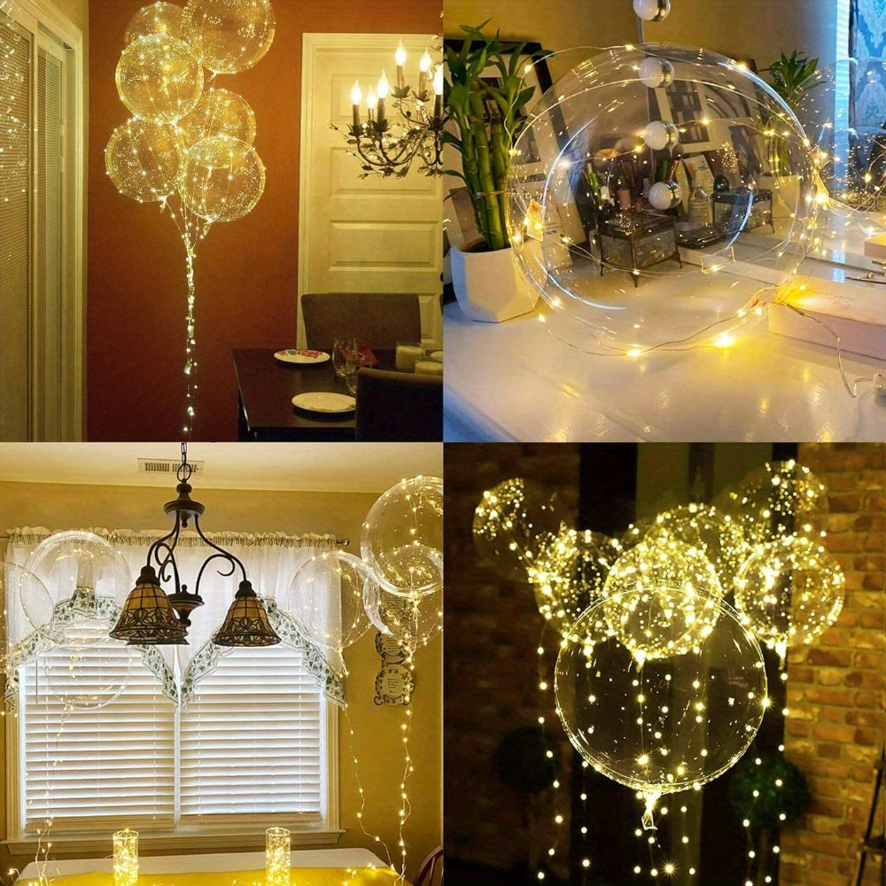 20pcs Set, 10 Balloons & 10 LED Lights | Bobo Transparent LED Light Balloons for Wedding, Birthday, Party Decorations, Perfect for Christmas and New Year Celebrations