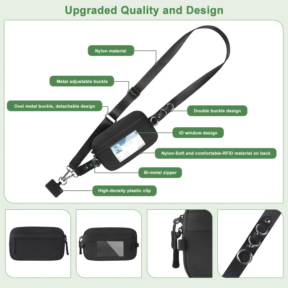 2 PCS Set RFID-Clip and Go Strap for Phone with Wallet Crossbody Phone Lanyard | Includes Wrist Strap and Zippered Anti-Theft Pocket, Suitable for Everyday Travel, Universal Multi-functional Mobile Phone Lanyard, Compatible w