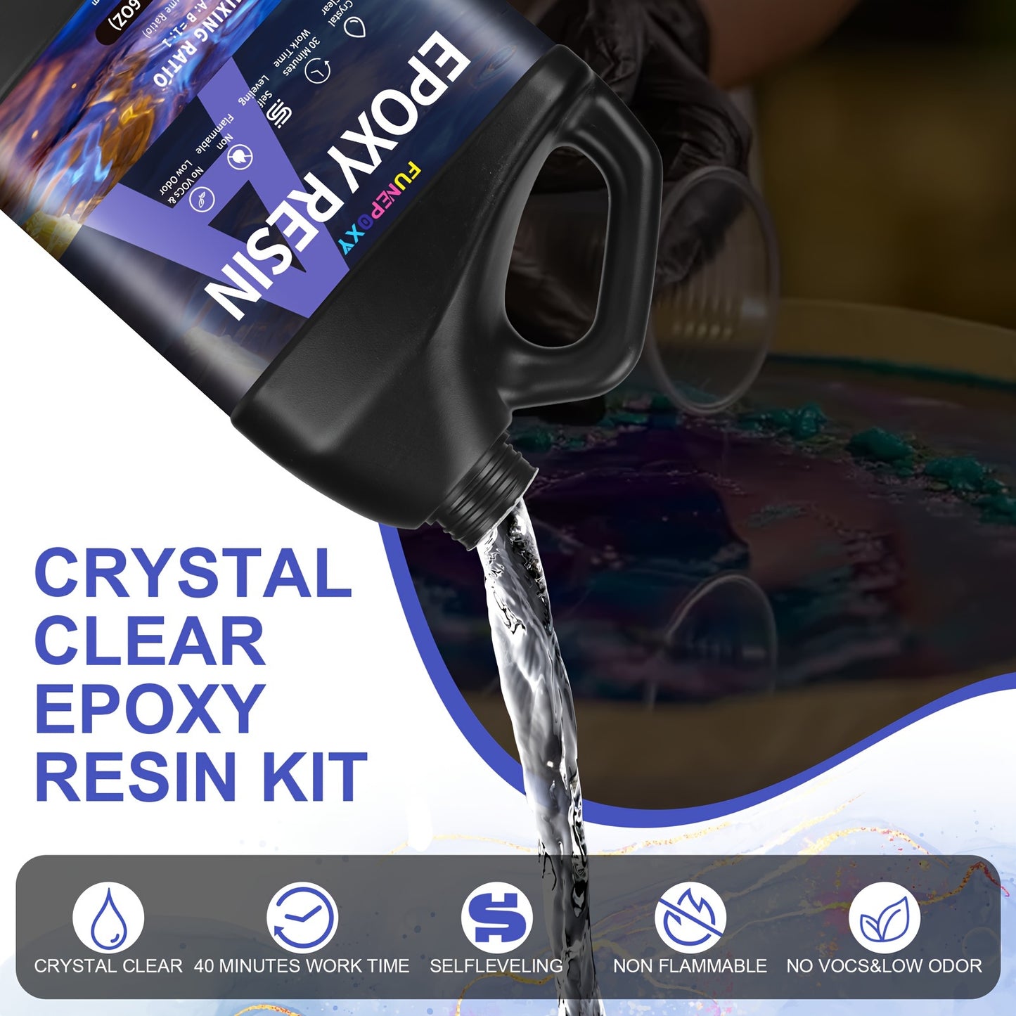 Epoxy Resin Set Kit 1:1 Crystal Clear Epoxy Resin for Table Top 500ml/1L/2L/4L/8L