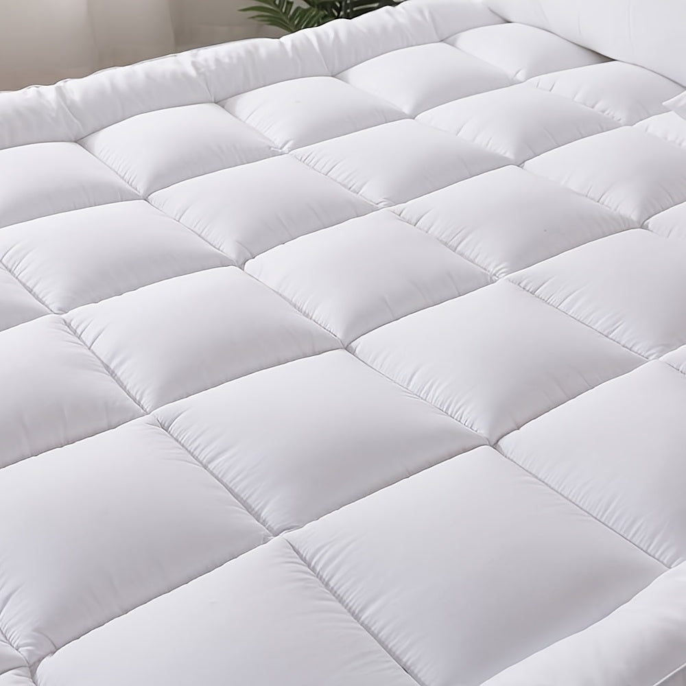 1Pcs Hotel Quality Super King Mattress Topper 10cm / 4-Inch Deep Thick Plush Mattress Pad, Soft Bed Topper with Elastic Straps for Secure Fit, Single Double King Super All Sizes, White