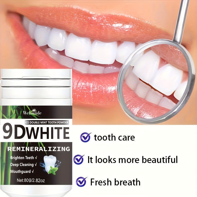 9D White Bamboo Charcoal Mint Tooth Powder | Teeth, Deep Cleaning, Natural, Fresh Breath, Ideal for Oral Health & Gift for Women Men, Breath Freshener, Toothpaste, Daily Life