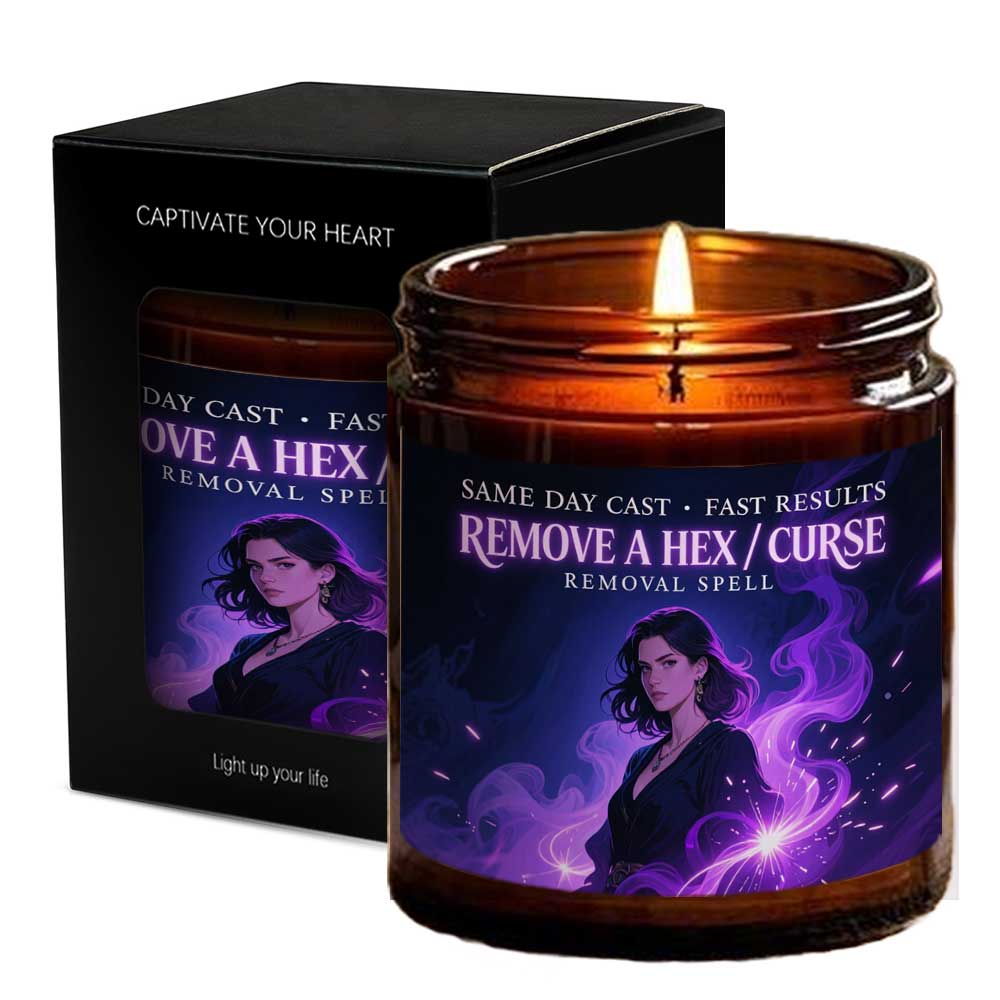 Curse Witchcraft Breaking Spell Candle - Remove Bad Energy & Hex Removal Ritual, Long-Lasting Soy Wax Magic Jar with Lavender Scent, & Rebound Spell for s, Witchcraft Gift for Women/Men (Halloween, Christmas, New Year) - Use
