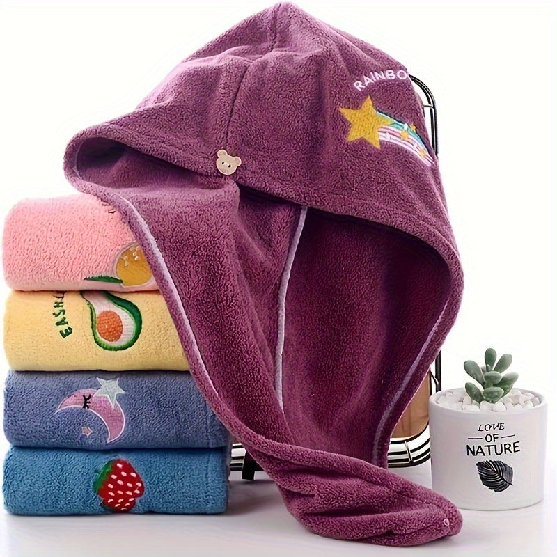 Magic Microfiber Hair Drying Towel - Quick-Dry Super Absorbent Shower Cap & Turban, Soft Polyester Bath Hat with Button Closure, Multi-Color Options Women Hair Care Accessories