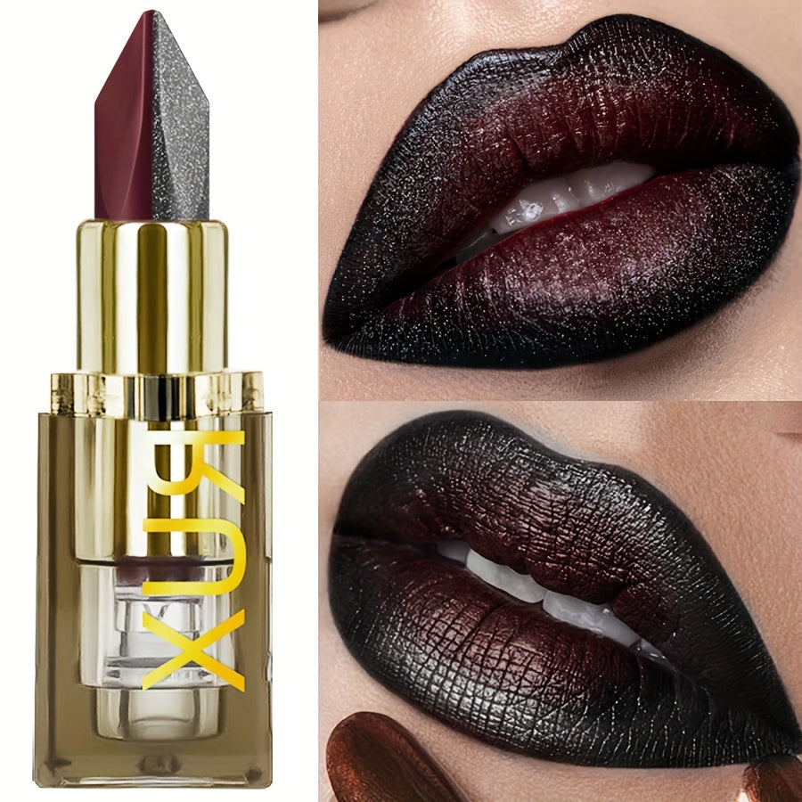 Red & Black Two-Tone Lipstick - Waterproof, Sweatproof, High Pigment, Long-Lasting Makeup for All Skin Types, Shiny Finish, Beauty Lipstick| Bold Lipstick| Sleek Lipstick