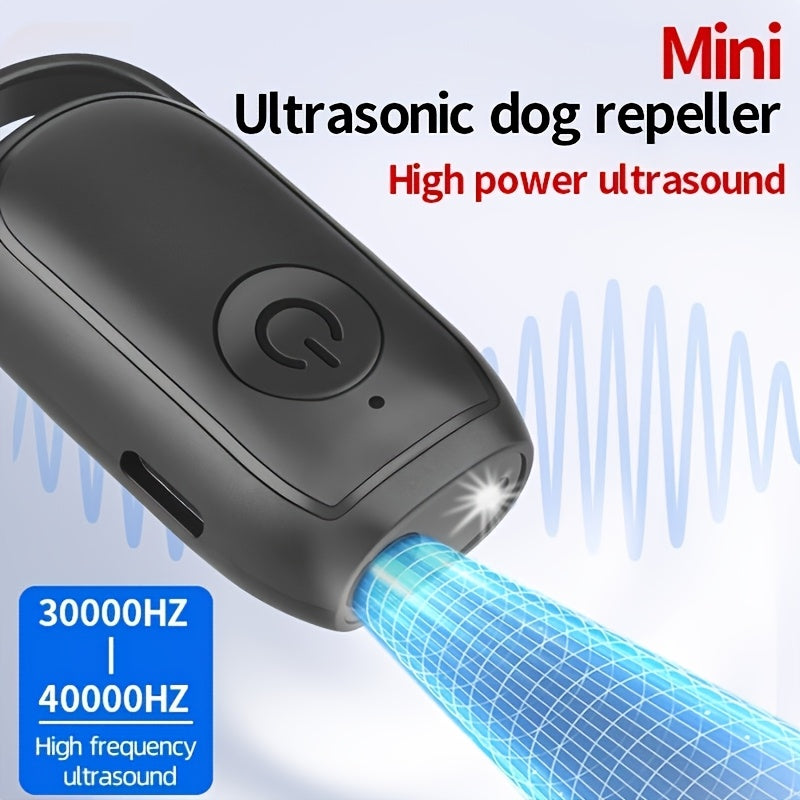 1pc Mini Soundwave technology Dog Repeller, Black - Suitable for Indoor & Outdoor Use, Anti-Barking with LED Light for Night Visibility, Portable and Compact