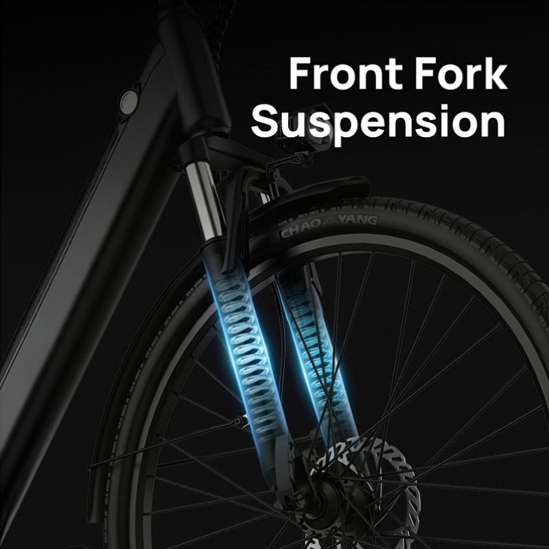 E26 Electric Bike 66.04cm Commuter City E-Bike With 36V 13Ah Battery (60-80 Km Range), 250W Motor, 3 Riding Modes 7-Speed Gears Mid-mounted Dual Airbag Shock Absorbers Perfect For Urban Travel Outdoor Adventures Lightweight D