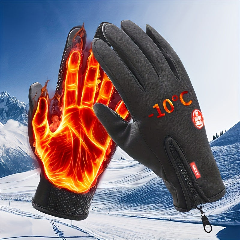 S-XL Size Autumn and Winter Sports Touchscreen Fleece-Lined Gloves for Men and Women, Versatile Outdoor Ski Snowboard Cycling Running Warm Gloves Sports Apparel Accessories