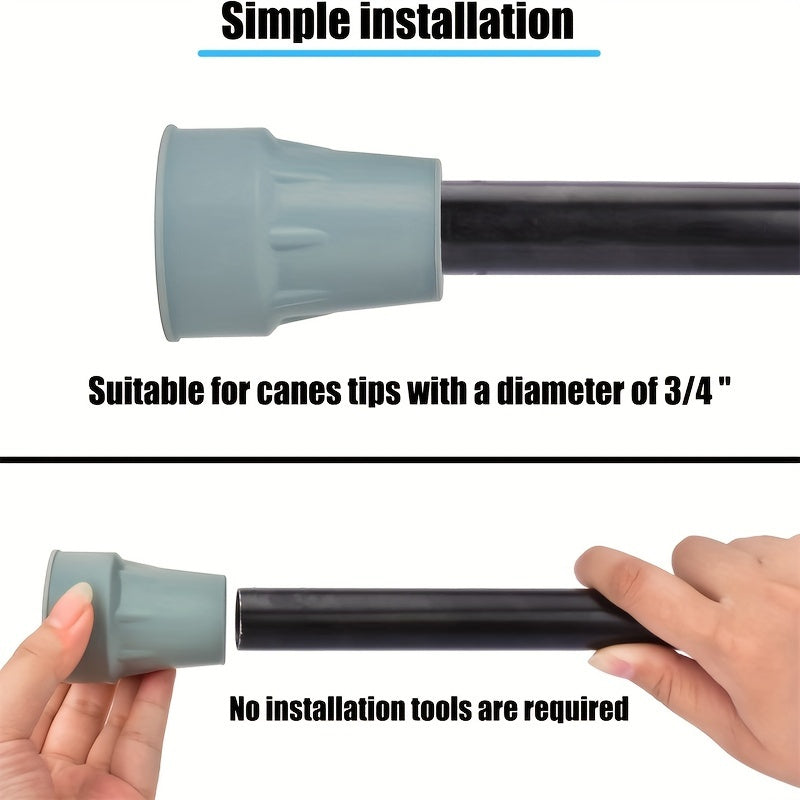 4 PCS Set Heavy Duty Non-Slip Rubber Crutch Tips, 3/4 Inch - Durable Replacement Feet for Walking Canes, Sticks & Walkers Disabilities Mobility Aid Accessories Health Care Supplies