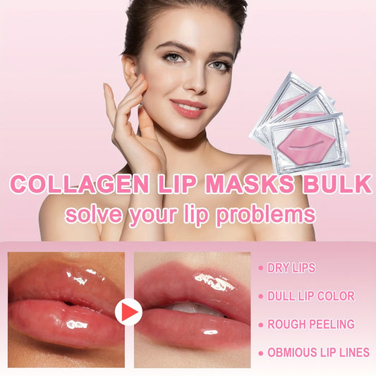 40 PCS Set of Collagen Pink Lip Mask, Providing Long-lasting Nourishment, Moisturization, Overnight Lip Mask, Individually Wrapped Lip Patch, Brightening Lip Skin, Making Lip Skin Brighter and More Delicate, Suitable for All
