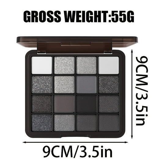 16-Color Dark Gothic Vampire Eyeshadow Palette, High-Definition Black and White Gray Tones, Easy to Create Perfect Eye Makeup, Suitable for Stage Parties, Music Festivals, Halloween, etc. Occasions
