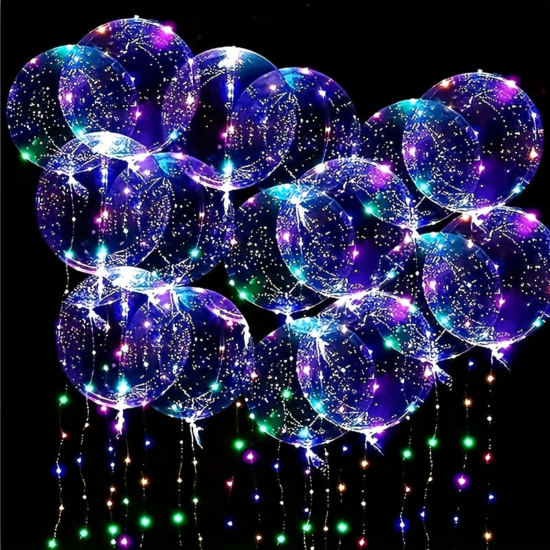 25PCS Set  (10 String Lights + 15 Balloons) Transparent Glitter Bubble Decorations, Suitable for Weddings, Engagements, Christmas, New Year, and Valentine's Day - Battery Operated (AA Batteries Not Included)