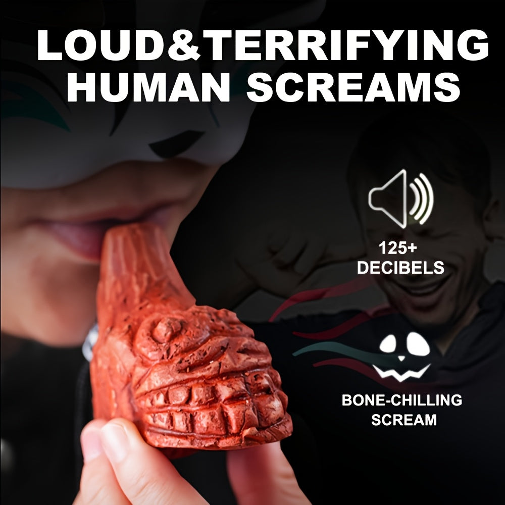Loud Aztec Death Whistle - Up to 125+ Decibbles, Realistic Human Scream Sound, Black Orangutan Design, Perfect for Halloween, Emergency Survival, and Costume Parties, Survival Tool | Thematic Party Accessory | Detailed Crafts