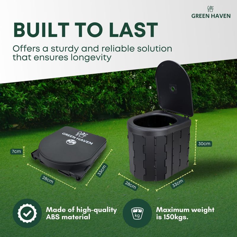 Outdoor Camping Emergency Toilet - Travel Toilet with Roll Holder - Portable for Adult Potty - Folding with Washable Basket - Campervan Camping Caravan Beach Picnic & Fishing