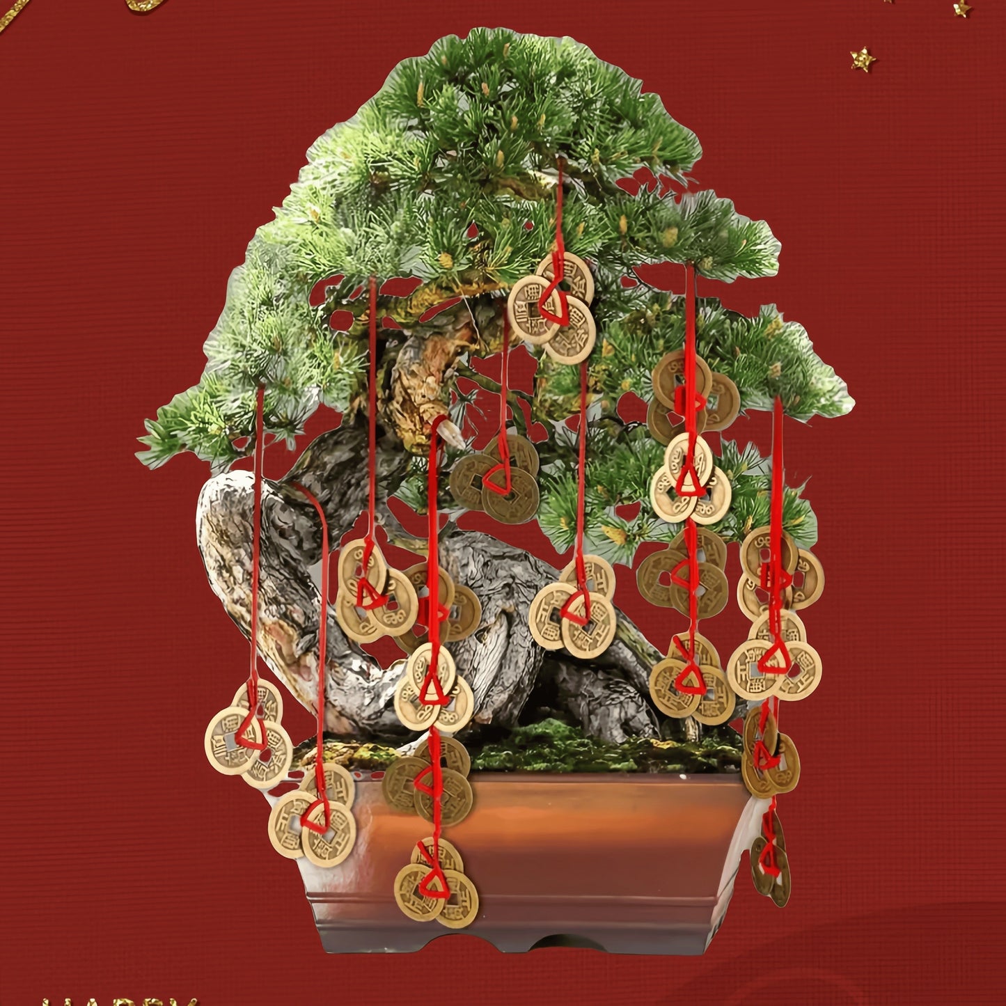 NEW 9 PCS  Retro Chinese Traditional Red Rope Lucky Coins - Antique Brass Feng Shui Decorative Pendant, Feng Shui Decoration, New Year, Spring Festival, Christmas Decoration, Feng Shui Accessories