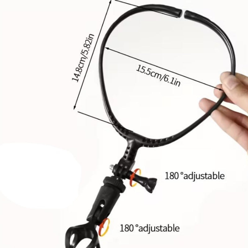 Home Studio Professional Hands-Free Neck Microphone Stand with Adjustable Clip - Heavy-Duty ABS Ergonomic Clip-On Mic Holder for Live Performances, Recording, Podcasting, Singing & Public Speaking - Secure Hands-Free Voice Ca