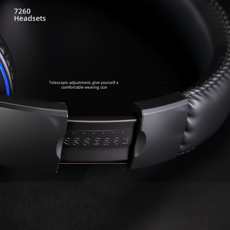 7260 Professional Gaming Headset with Adjustable Headband, Comfortable Ear Cushions, Suitable for Gaming, Online Classes, And Entertainment Computer Accessories