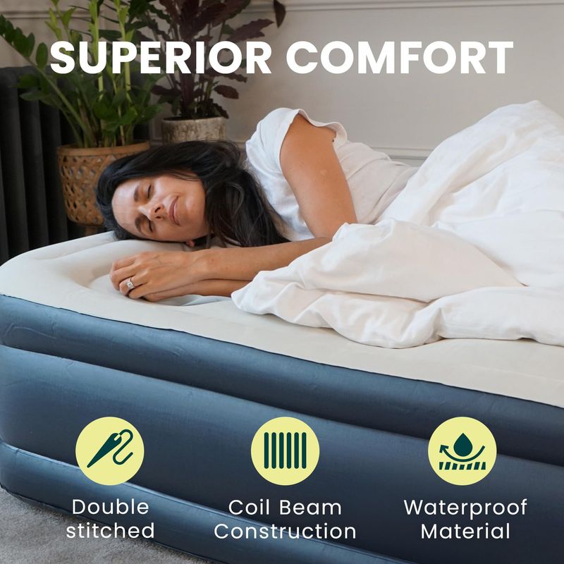 King Size Air Bed with Built-in Electric Pump – Self-Inflating Blow-Up Mattress for 2 Adults – Waterproof & Elevated for Camping, Guests, Indoor & Outdoor Use Furniture Supplies
