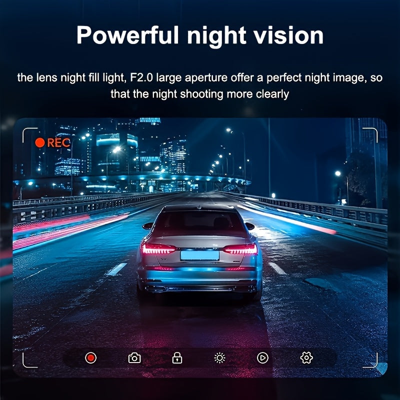 Dash cam with 64G memory card included, optional without card available, front camera 1080P, rear camera 720P, Dash Cam for Cars, Vehicle Security Camera, Modern Car Accessory, Easy Control Buttons, Car Safety Device, Stylish