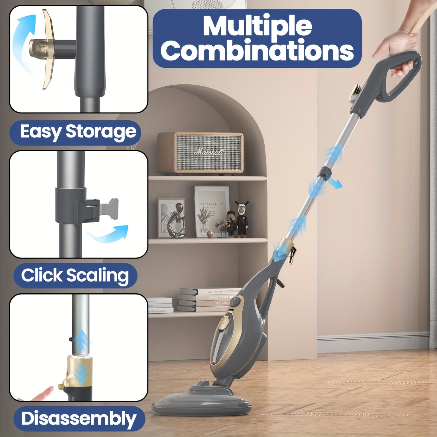 Steam Mop Floor Cleaner Carpet Steamer, 12-in-1 Mutlifunction Steam Cleaner Detachable Handheld Variable Control with Microfibre Pad for Carpets, Hard Floors, Bathroom, Kitchen