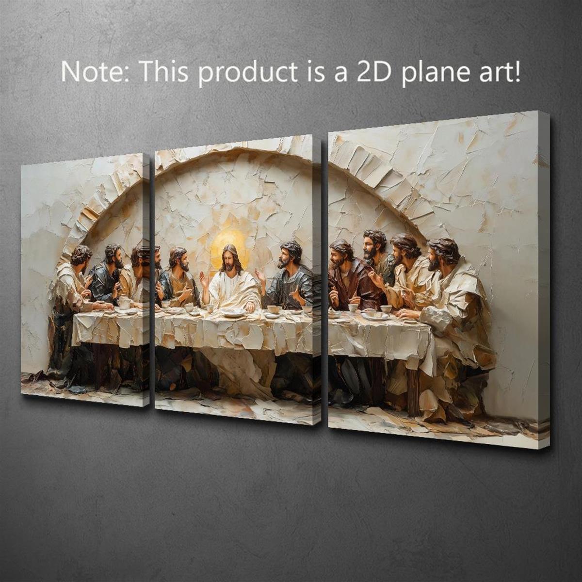 2D Canvas, 3pcs with frame- last supper triptych artwork Theme Canvas Wall Art Framed Painting, Suitable for Halloween, Christmas, Winter and Summer, Luxury Indoor Decoration for Him/Her, Bedroom, Living Room, Home Office Roo