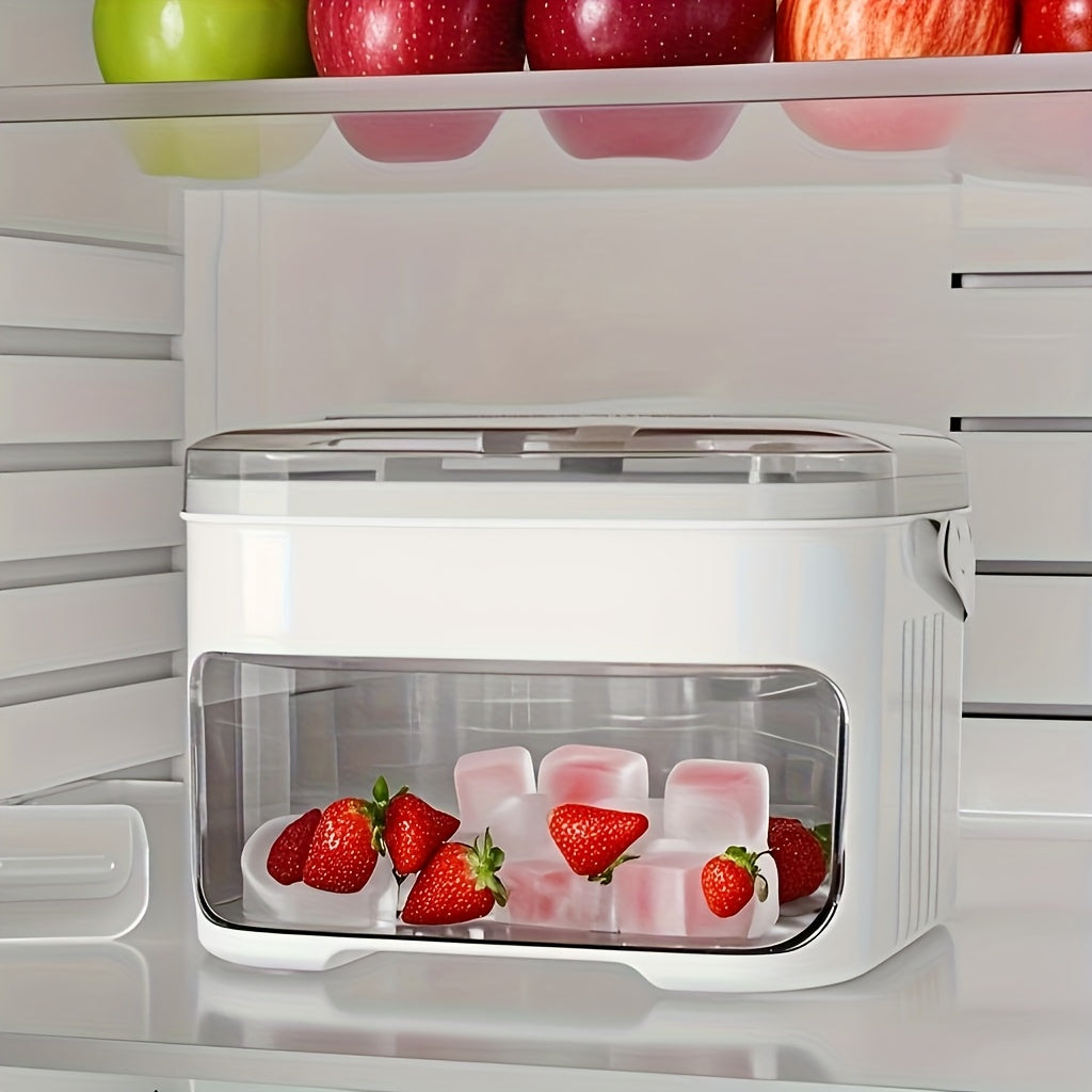A Single Piece Cube of Ice Mold Designed for Making Ice at Home, Featuring a Large Storage Capacity, Ideal for Small Refrigerators, Complete with Lids. This Dual-Layer Ice Storage Container Allows for Combined Storage