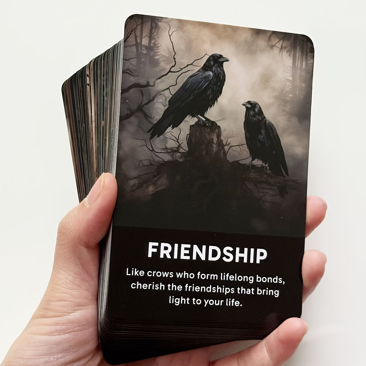 50 Crow's Insight Oracle Cards | Tarot Cards for Mindfulness Practitioners, Personal Reading and Reflection, 12*8cm, Mixed Color Cardboard, Gaming Gift
