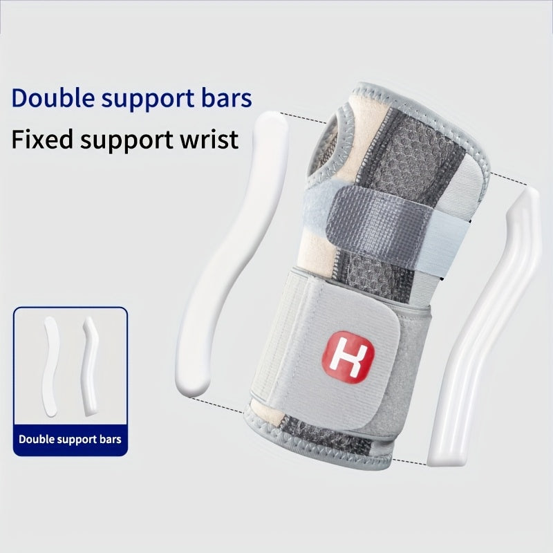 Adjustable Strap Wrist Brace Double Support Bars with Compression, Wrist Stabilizer for Joint Support Pain Relief Perfect for Gym Cycling Running Sport Activities Accessories Health Care Supplies