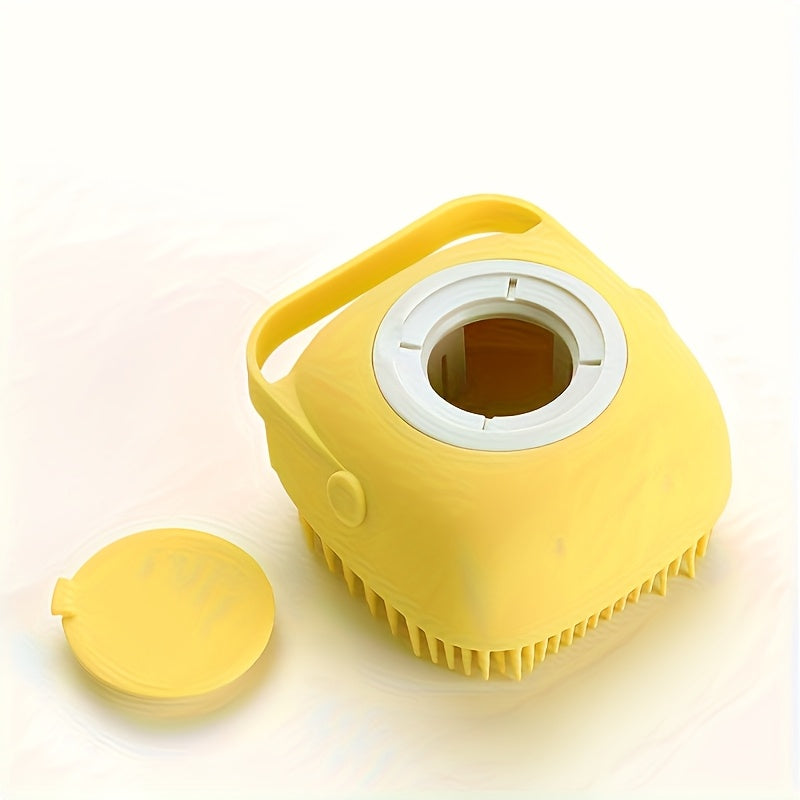 Pet Washing System with Built-in Storage - Dog and Cat Shower Bath Brush with Massage Bristles, Non-Toxic and Easy-to-Clean Design, Ergonomic Handle and Detachable Top, Suitable for Wet Washing/Bathing - Ideal for Small to M
