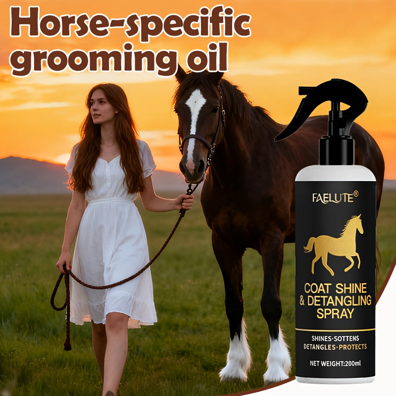 200ml  Mane And Tail Leave-In Spray - Instantly Smooths And Reduces Breakage of Mane And Tail Hair While Enhancing Natural Shine, Plant-Based Formula for Horse Mane And Tail Care, Stylish Bottle with a Durable Nozzle