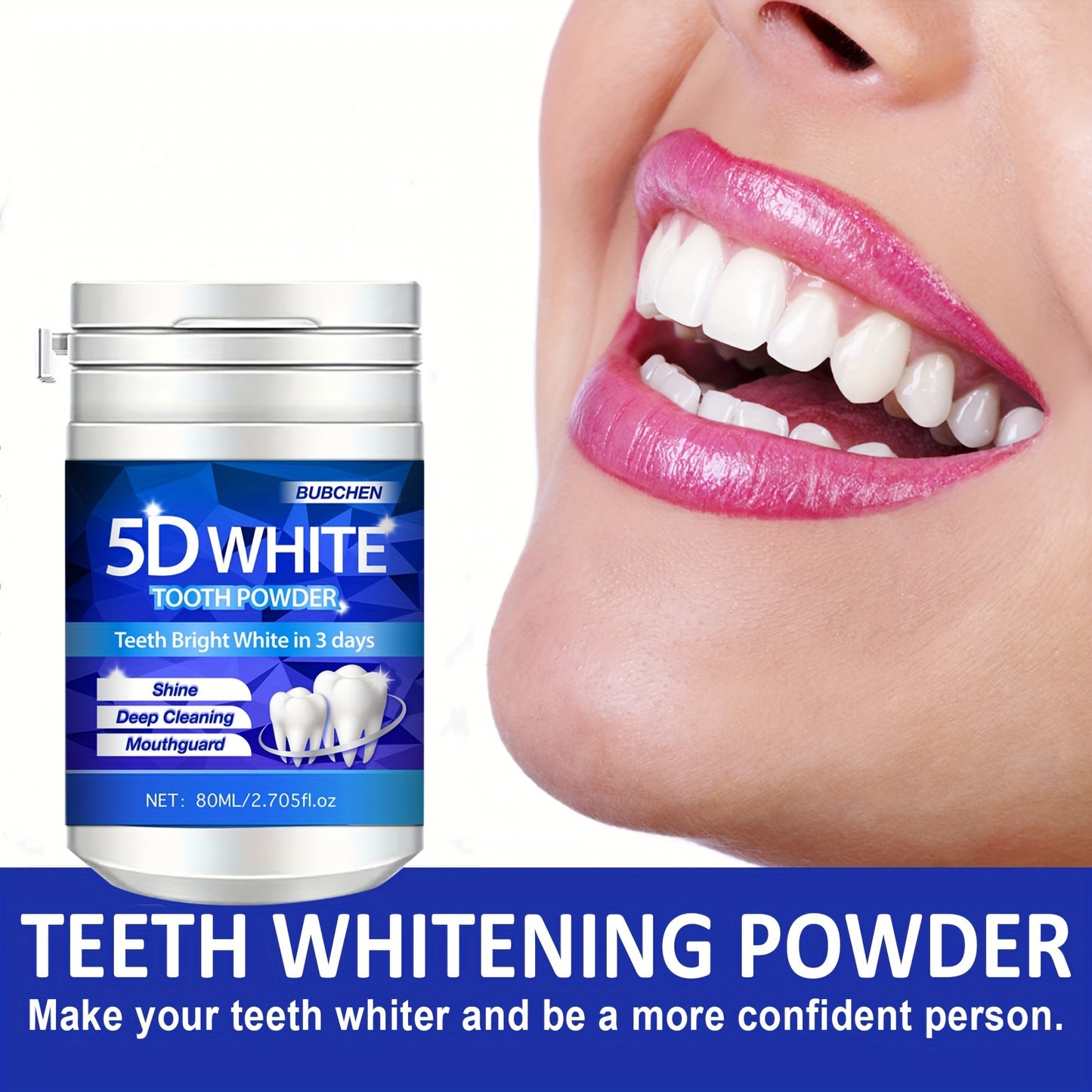 80ML Bottle of 5D Bright Toothpowder, a Deep Cleaning Powder for Teeth, Fresh Breath Purple Toothpaste with Pearl Powder, Perfect for Gifts for Women Men