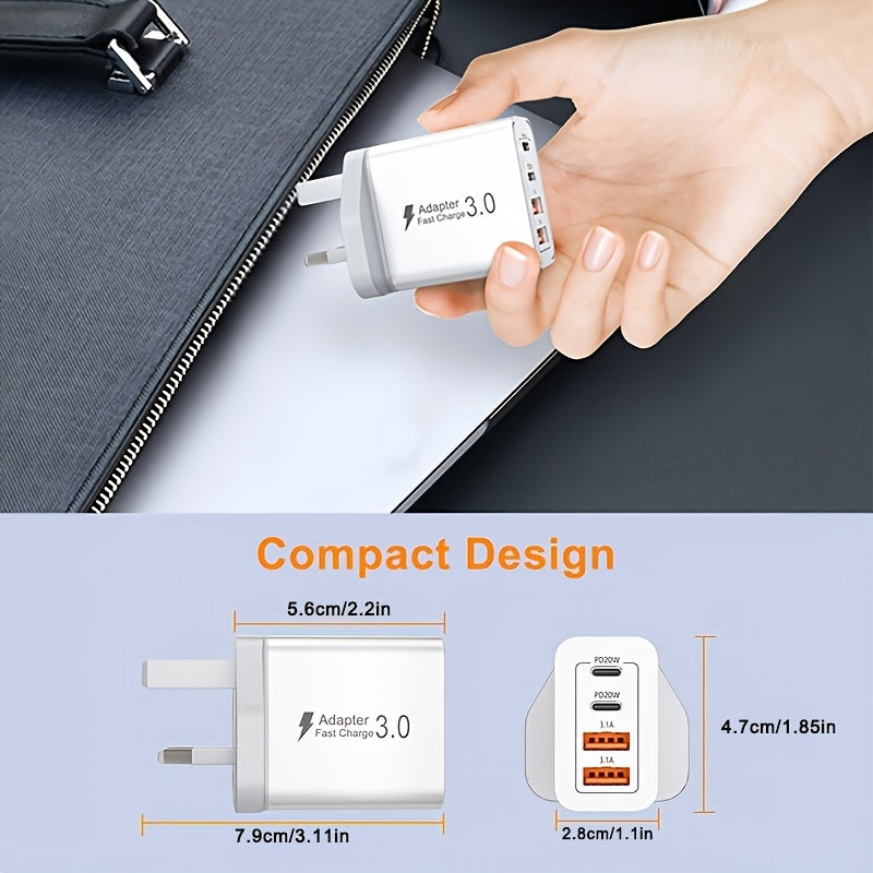 1/2/3 PCS Set USB-C Power Adapter with Dual USB-C Ports, 40W High-Speed Charging, Compact Design for iPhone & Tablets, Compatible with Various Charging Cables, Plug & Play, Device Charging Solution, Modern Charging Hub, Durab