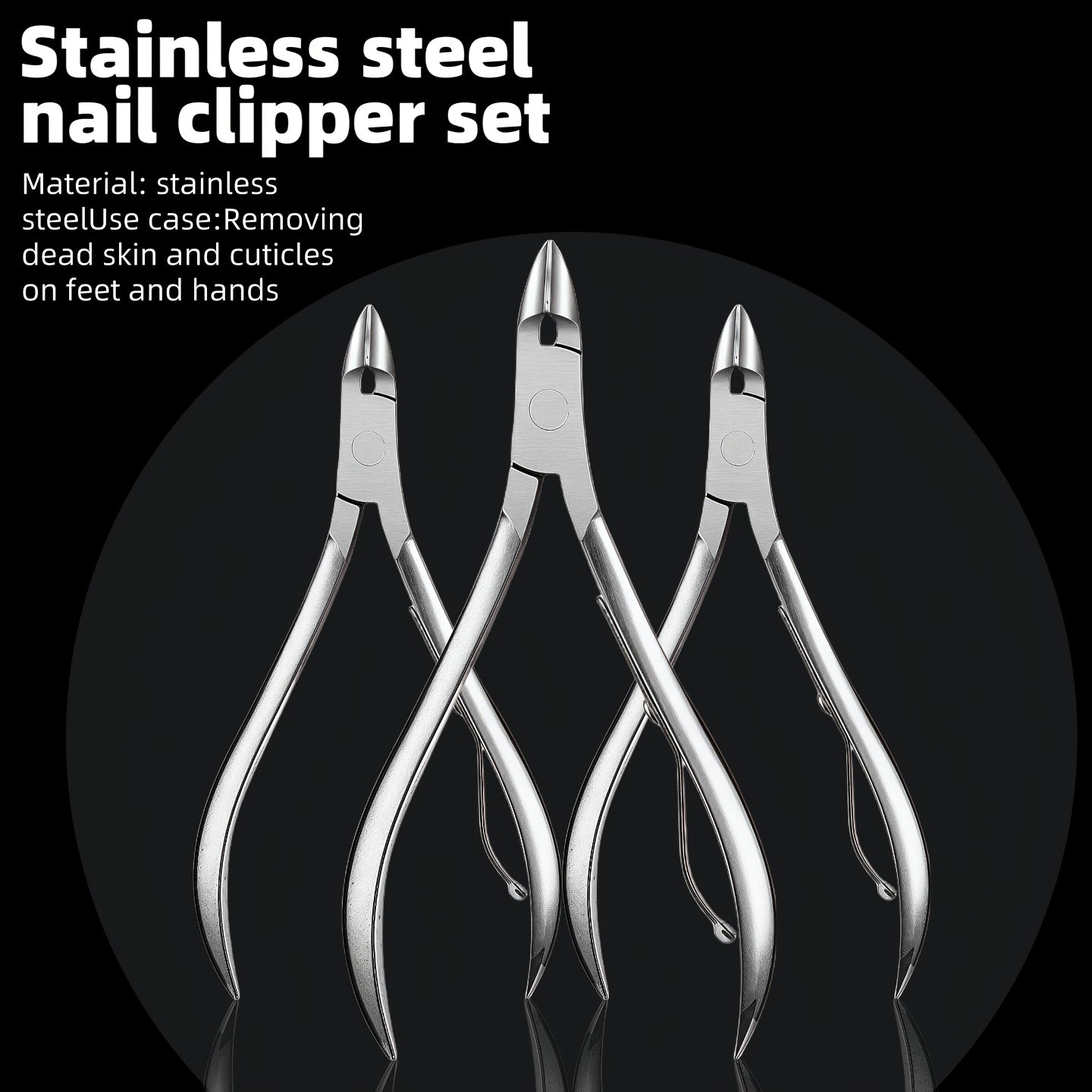 3 PCS Set Professional Stainless Steel Cuticle Nipper Set | 3-Tool Multifunctional Manicure & Pedicure Kit with Anti-Slip Comfort Grip | Sharp, Durable Nail and Clippers for Salon or Home Use