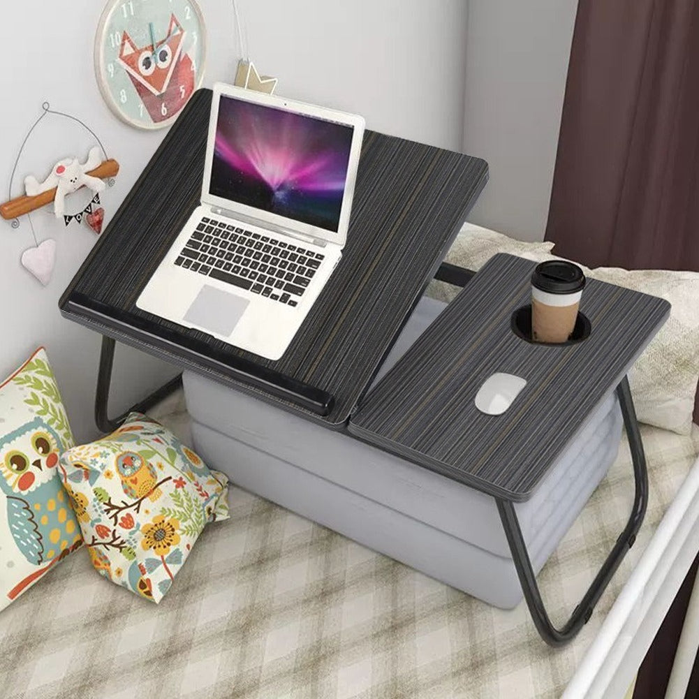 Laptop Desk Laptop Bed Table with Foldable Legs and Cup Slot, Reading Holder Notebook Stand with Adjustable Height Angle, Laptop Bed Tray for Bed Sofa Breakfast Work Study Reading