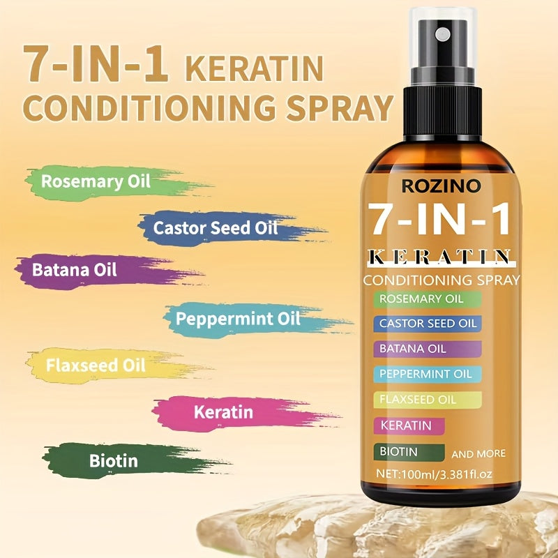 [Instant Hair-Smoothing Leave-in Shampoo Spray] 7-in-1 Keratin Care and Styling Spray, natural pure plant oil. It is smooth and shiny immediately upon spraying. Relieve dryness, tangling, cracking and split ends hair quality