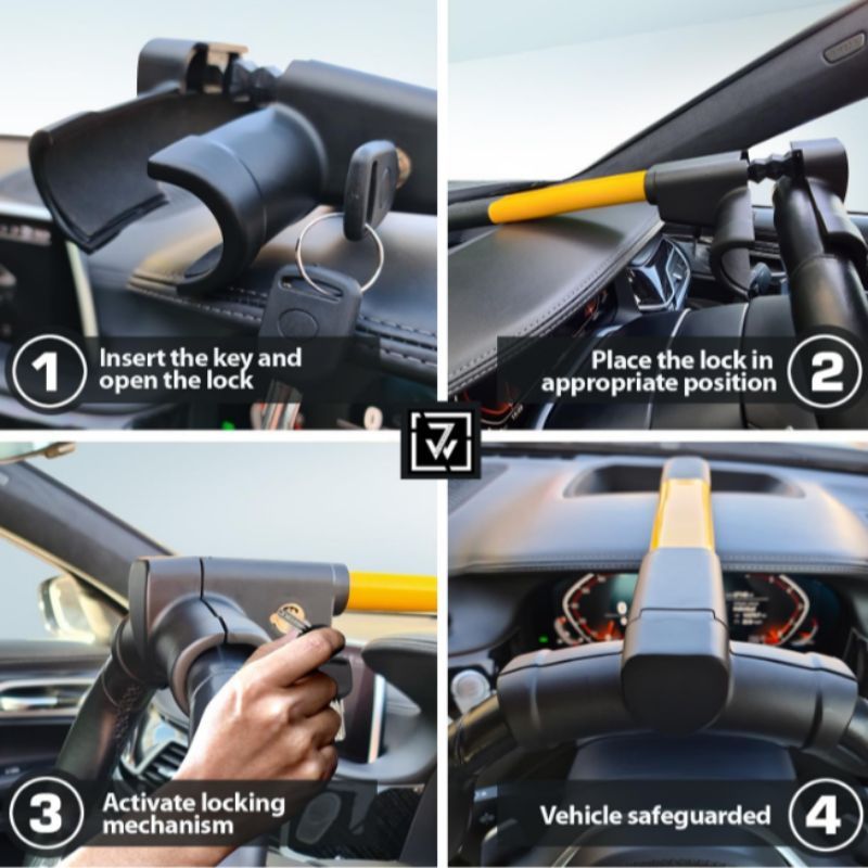 NEW Steering Wheel Lock for Cars And Vans-Car Lock Anti-Theft Device-High Visibility Immobilizer-Vehicle Security Lock-Auto/SUV/Van to Deter Thieves and Secure Your Vehicle