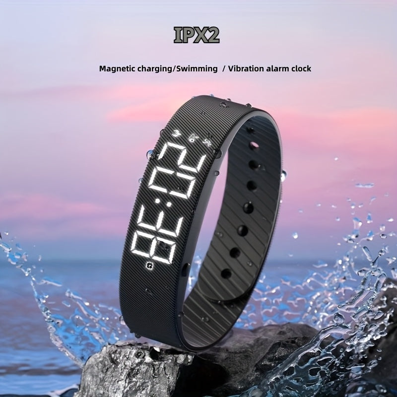 Slim Smart Fitness Watch with Step Tracker, Calorie Counter & Alarm Clock - USB- Digital Wristwatch for //Students, Pedometer, Stopwatch, Soft Strap (Compatible with /, No) - Ideal for Sports & Daily
