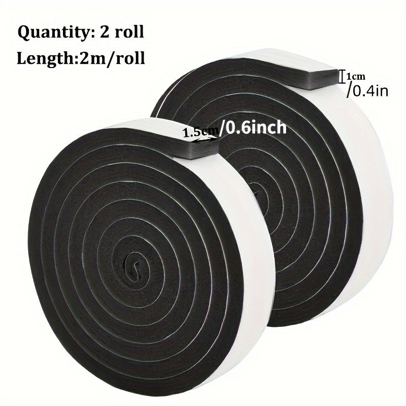 2 PCS Set Polyurethane Foam Draft Stopper Self-Adhesive Weather Stripping, Soundproof Door Gap Seal, Dust and Windproof Window Seal Strip for Plastic and Steel Sliding Windows