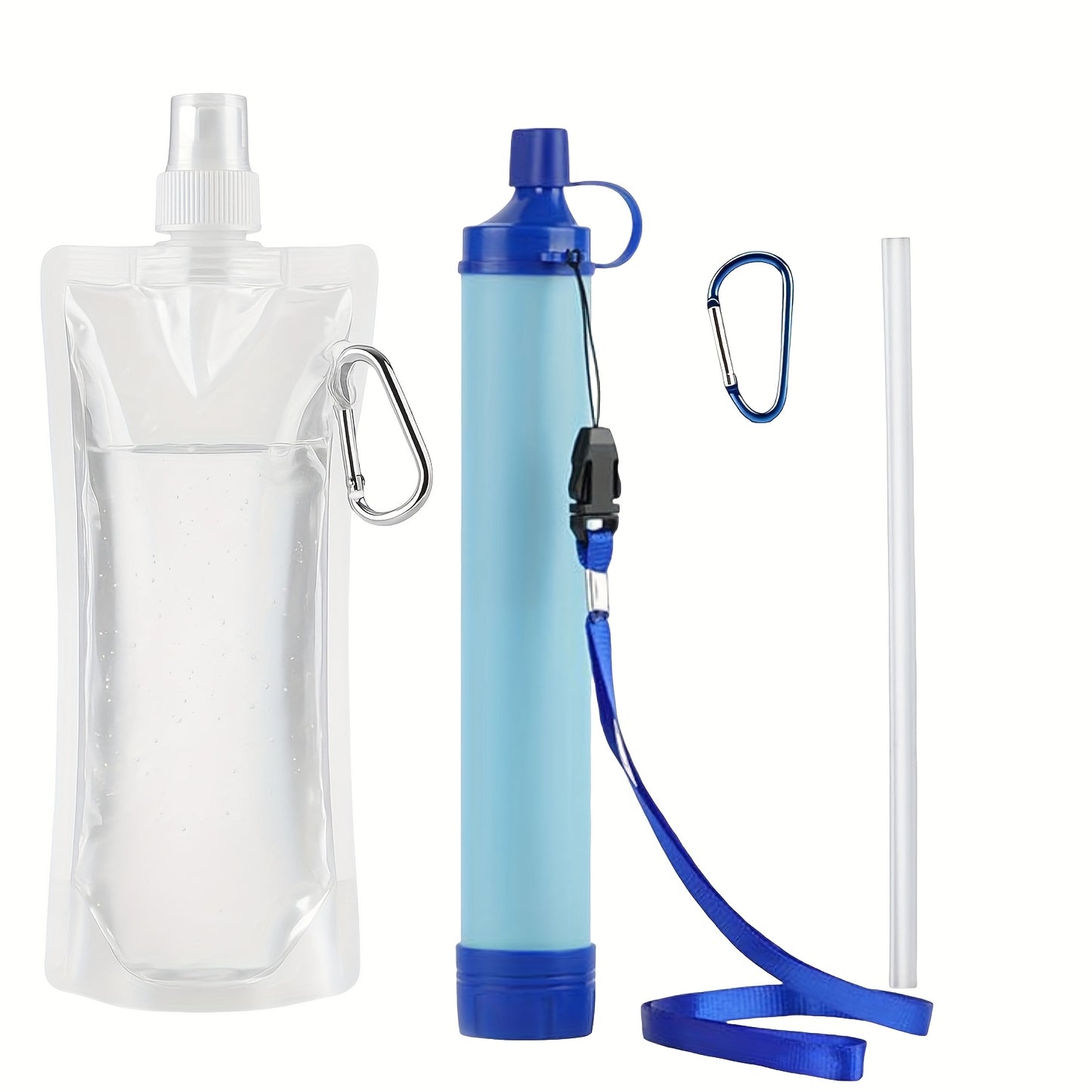 7 in 1 Set Emergency Survival Portable Water Filtration Cleanser Straws for Emergency Situations, a Set Designed for Outdoor Activities Mountain Trip Kayak Camping, Hiking, Traveling, And Biking Health Care Supplies