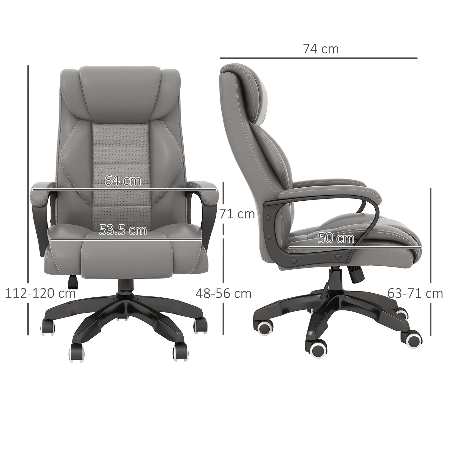 High Back Executive Office Chair 6- Point Vibration Massage Extra Padded Swivel Ergonomic Tilt Desk Seat